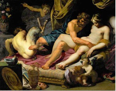 Abraham Janssens, Herakles schopt Pan het bed uit