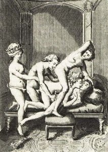Gravure uit Markies de Sade%u2019s La Philosophie dans le boudoir (1795)